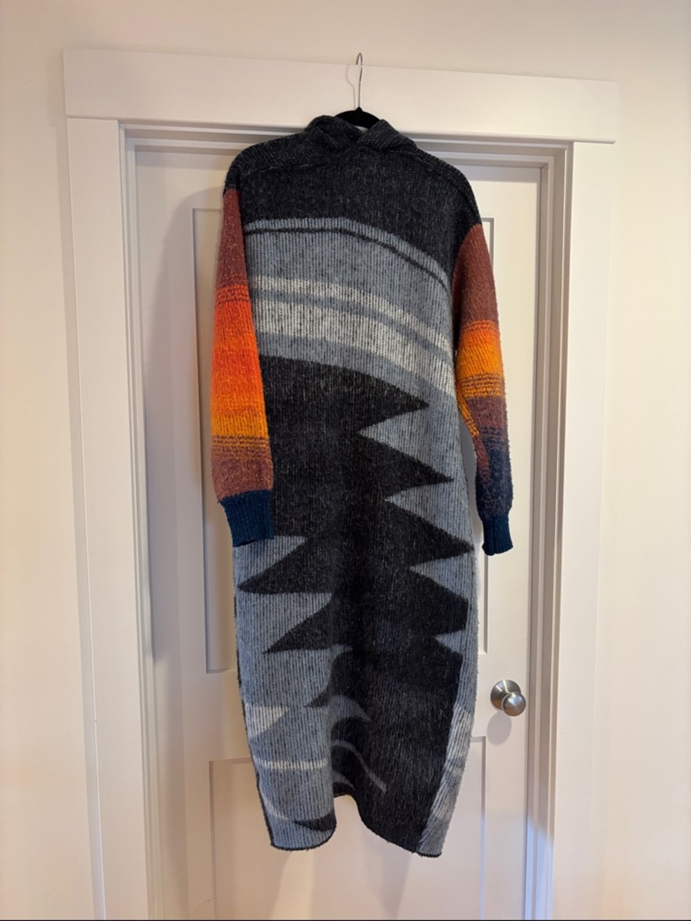 Long Open-Front oversized Knit Cardigan Sweater - Multicolor - Picture 2 of 5
